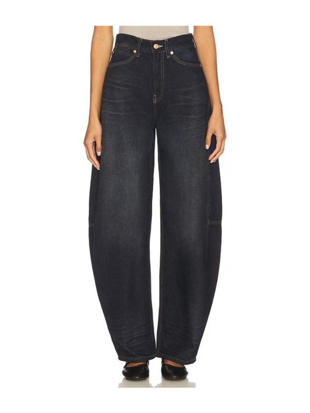 Free People Bodie Arc Barrel Jeans Dark Denim Casual Contemporary Womens 30